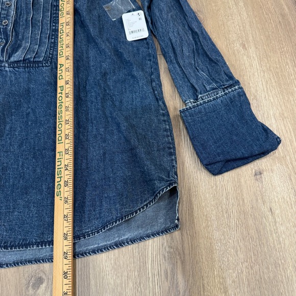 Free People We The Free After Hours Denim Top Montauk Wash Size XS NWT Oversized - Picture 8 of 11